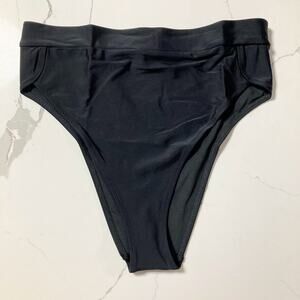 Aerie Black High Cut Cheeky Bikini Bottom in Large NWT